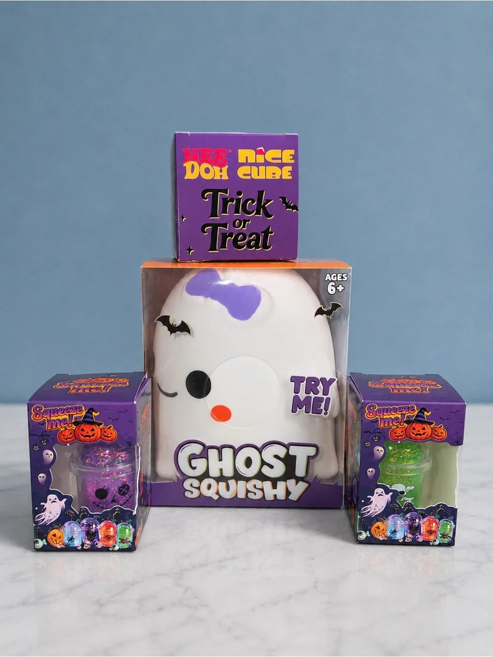 Halloween Bundle Ghost Squishy, Starbucks style mini cups & 1 mystery box bat